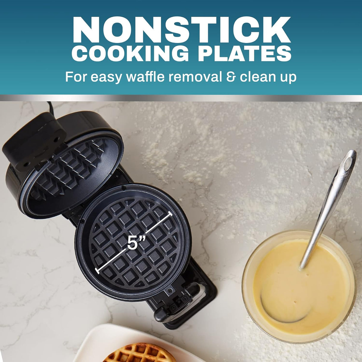Waffle Maker Elite Gourmet EWM460, 1.25” gruesas, fácil limpieza