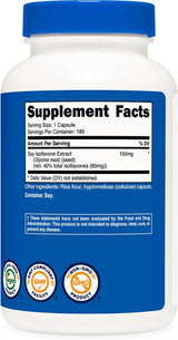 Isoflavonas de Soja Nutricost 150mg, 180 Cápsulas Veganas