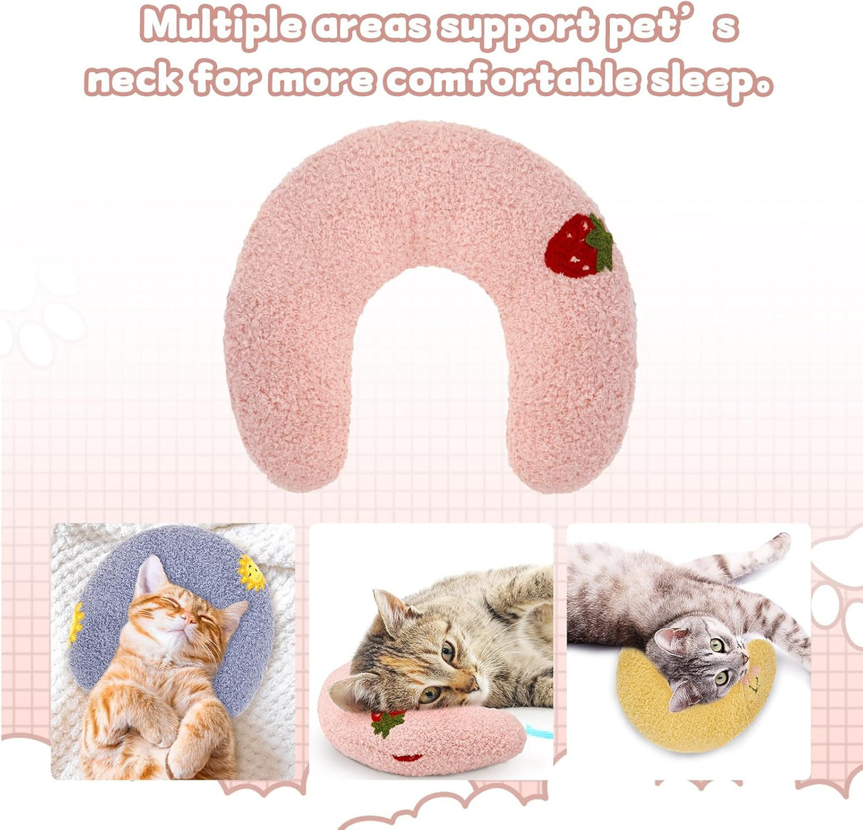 Guiqulai Cojín Calmante para Perros y Gatos, Suave,U Forma