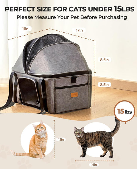 Transportín para Gato Grande BurgeonNest, Suave y Plegable