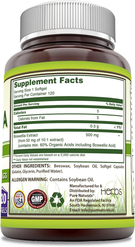 Extracto de Boswellia | 500 Mg | Suplemento sin GMO ni Gluten