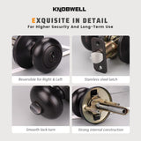 KNOBWELL - Pomo de acero macizo con diseño de bola antigua y cerrojo de seguridad interior para puerta de bodega, dormitorio y baño, 5766