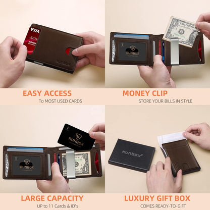 Billetera delgada RUNBOX para hombre - Clip de dinero - RFID