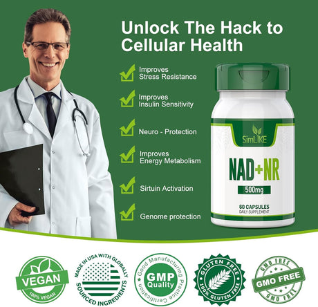 Suplemento Ribosida de nicotinamida NAD+con  resveratrol