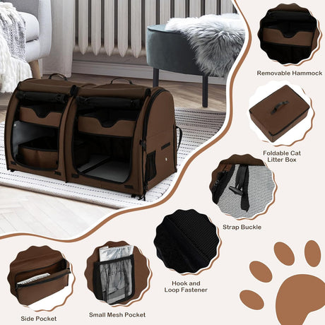 Transportín para gatos PETSITE, 40 pulgadas, doble compartimento