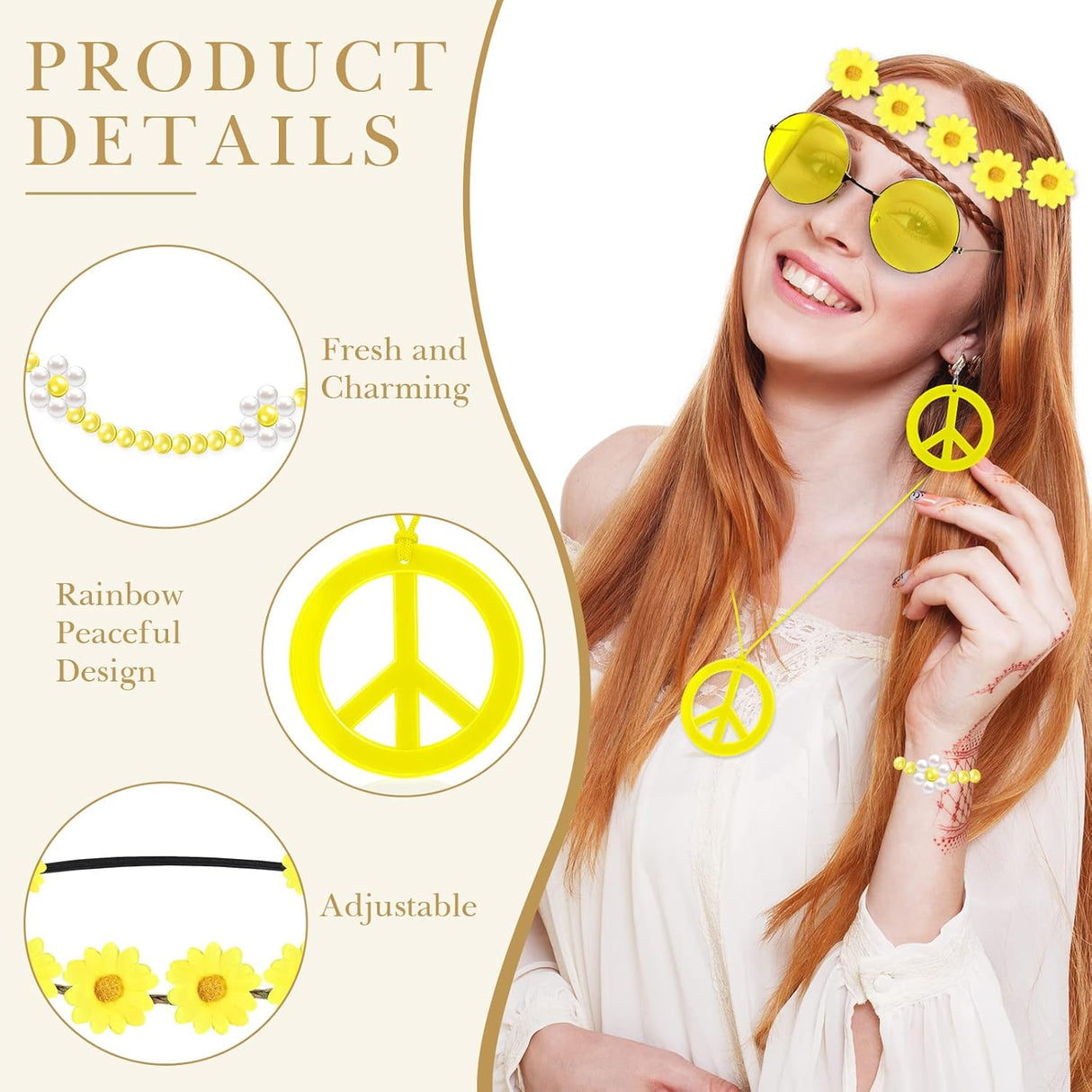 Set de Accesorios Hippie Boho 6 Pcs para Fiesta Retro