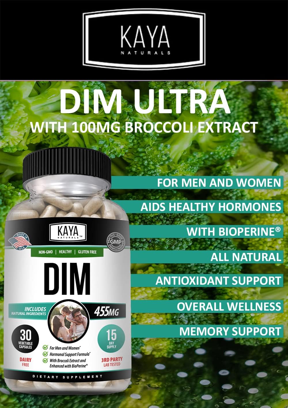 Suplemento DIM para mujeres y hombres Cápsulas vegetales