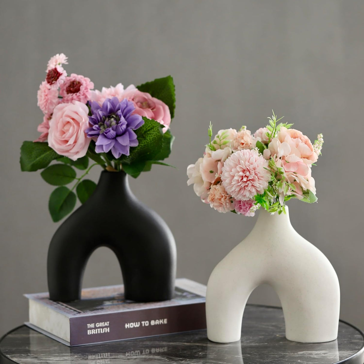 Jarrón Donut Carrot's Den, Cerámica Minimalista, Set de 2