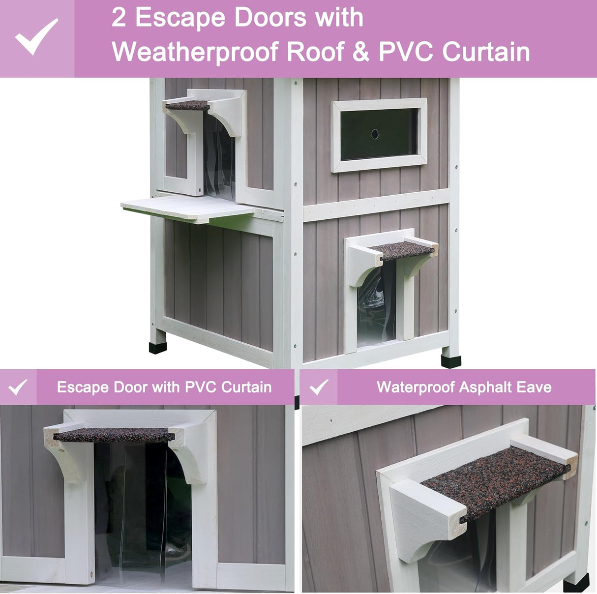 Casa para Gatos Fera, HiCaptain, Exterior, 2 Pisos, Grande