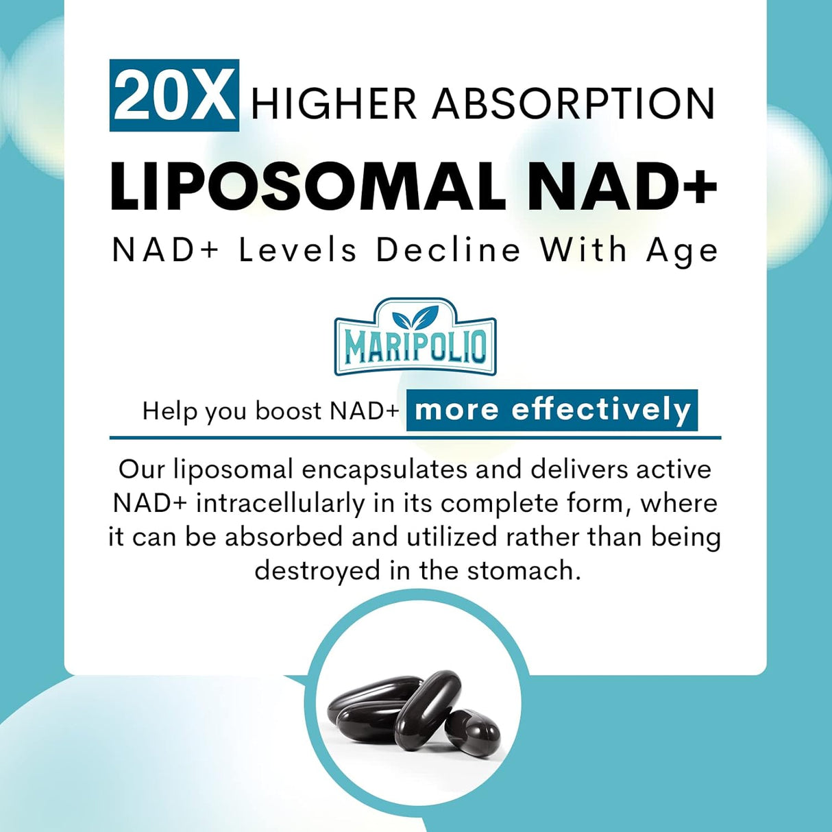 Suplemento liposomal NAD+ 1000 mg   Pontecy NAD más alto 60u