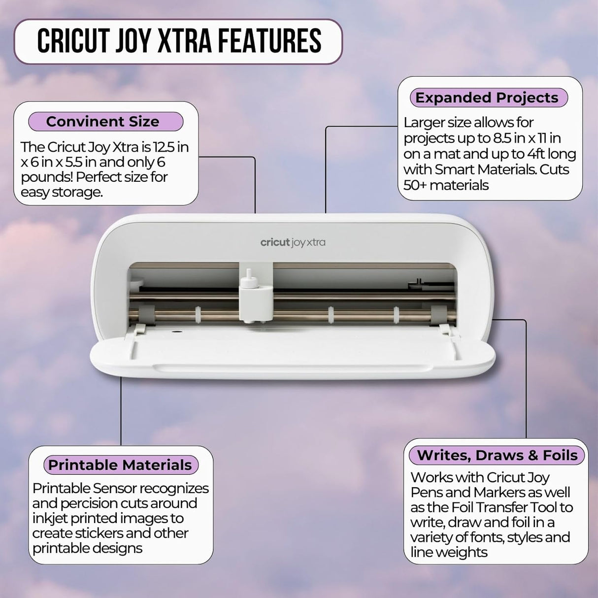 Cricut Joy Xtra - Kit de Stickers con Papel Adhesivo y Mat