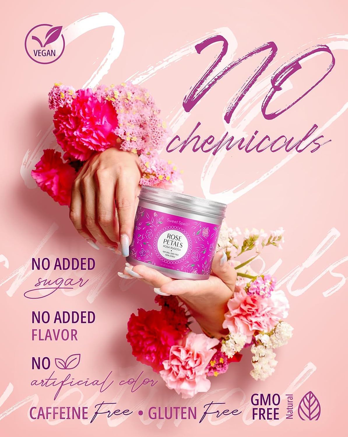 Flores comestibles Sweet Spell, pétalos de rosa secados, 14g