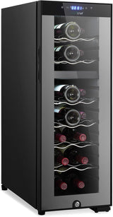 Enfriador de vino NutriChef PKCWCDS182, doble zona, 18 botellas