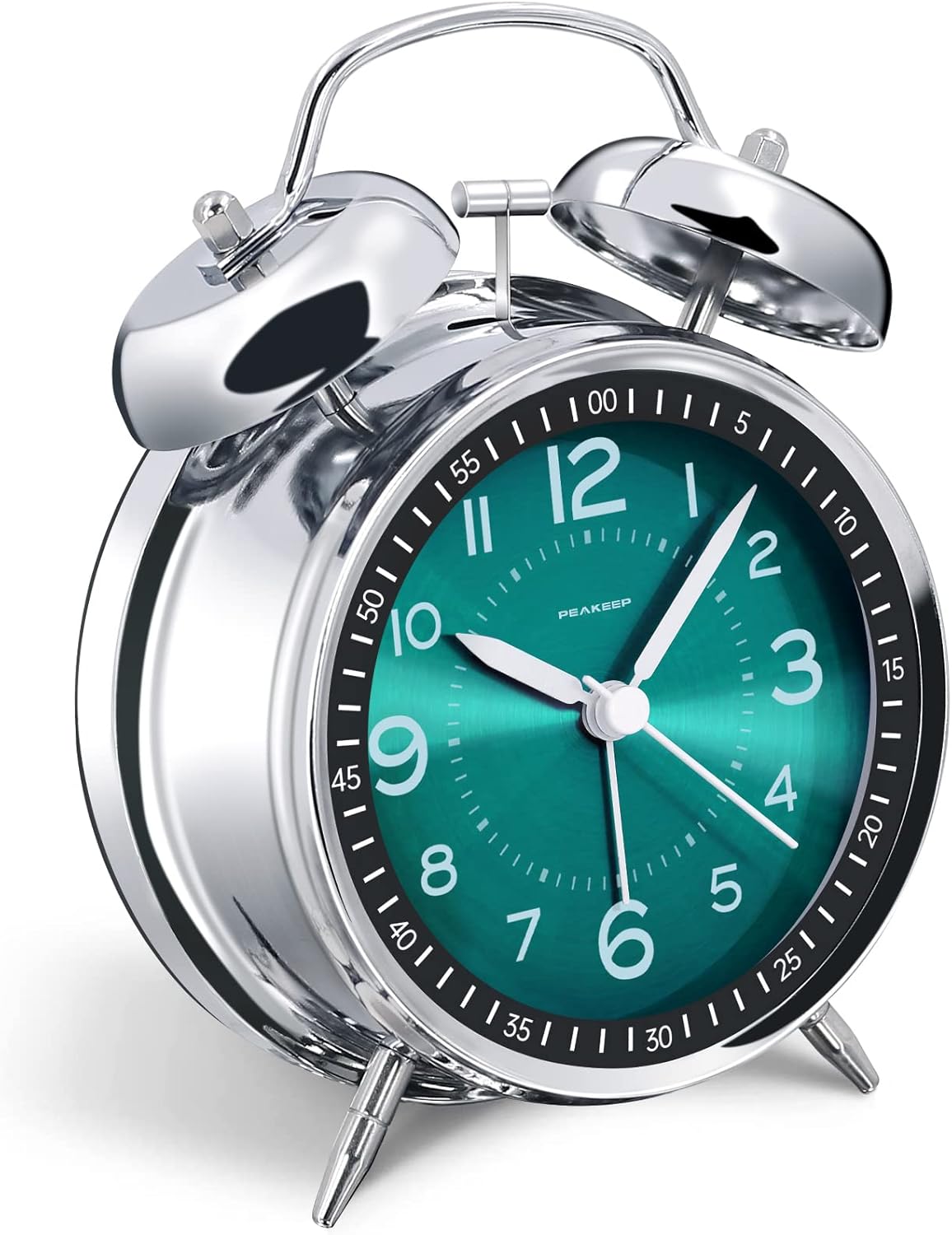 Reloj Despertador Metálico para Dormilones, Campanas Dobles