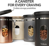 Veken Canister de Café con Ventana, Apto para Alimentos, 22OZ