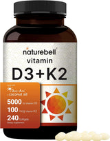 Vitamin D3 5000 K2 Virgin Coconut Oil NatureBell 240 Softgels