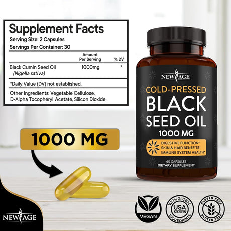 Cápsulas de Aceite de Semilla de Nigella Sativa - NEW AGE