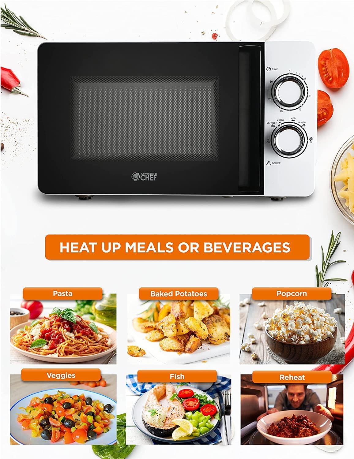 Microondas 0.7 Cu. Ft. COMMERCIAL CHEF, 700W, Rotativo