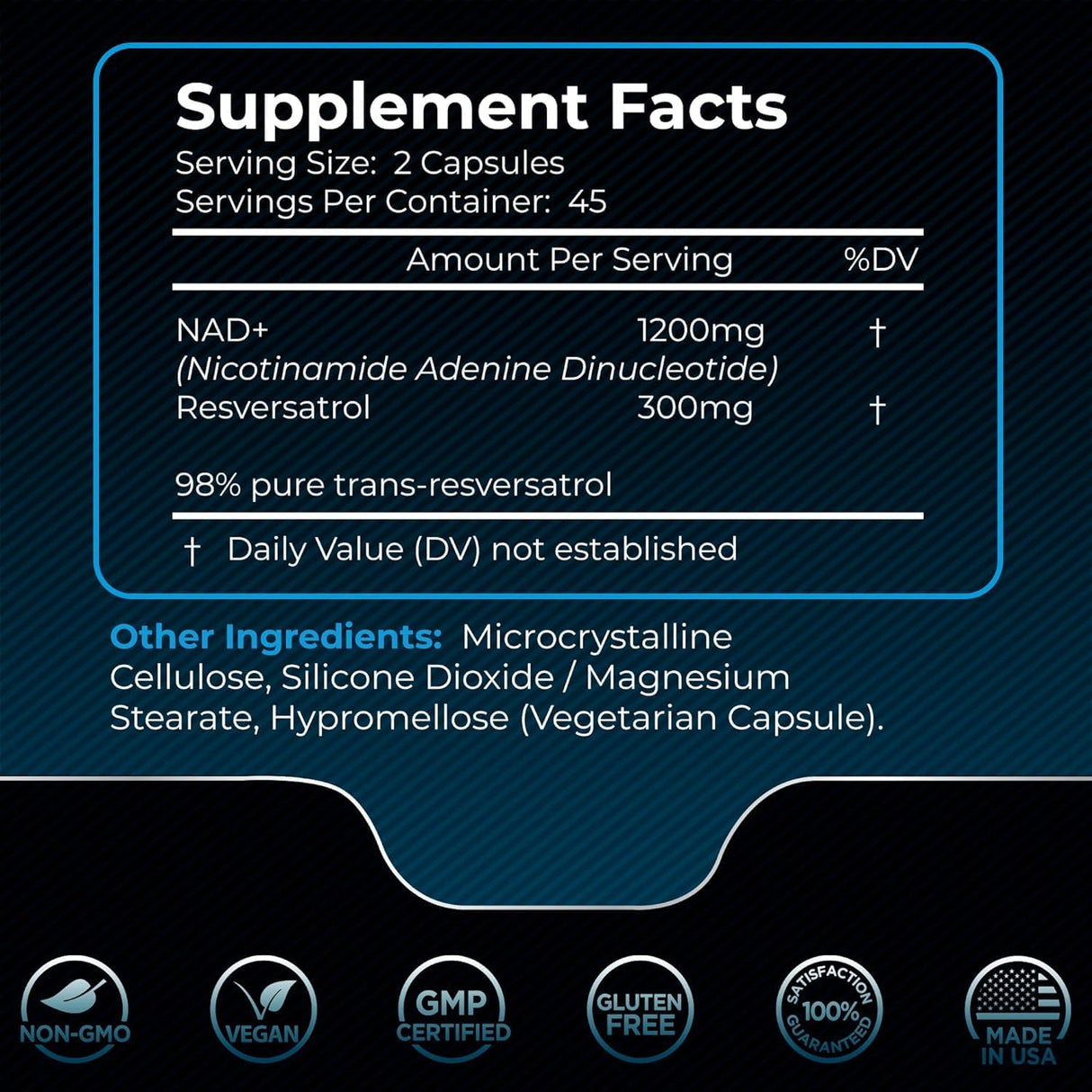 Suplemento de NAD 1500mg Liposomal con Resveratrol - Ultra Fuerte