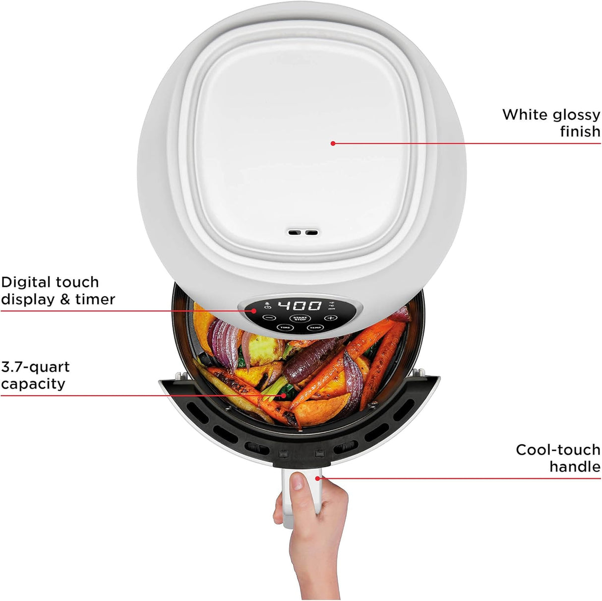 Freidora de aire CHEFMAN 3.7 Qt, digital, fácil de usar, BPA-free