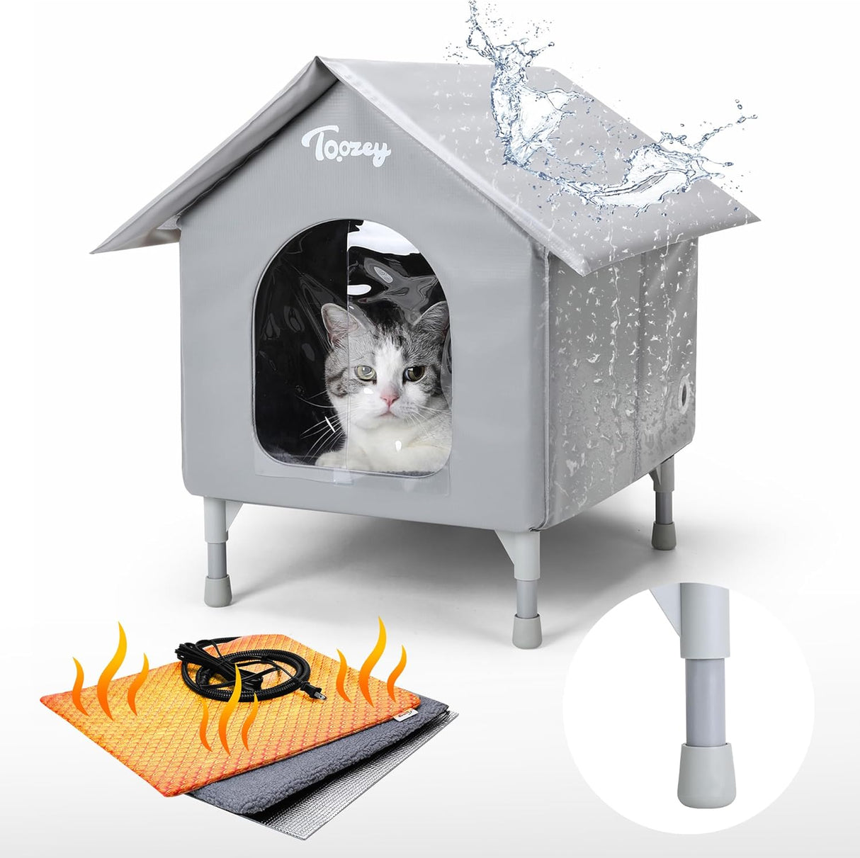 Casa Calentada para Gatos, Indestructible, Aislada, 10FT Cord