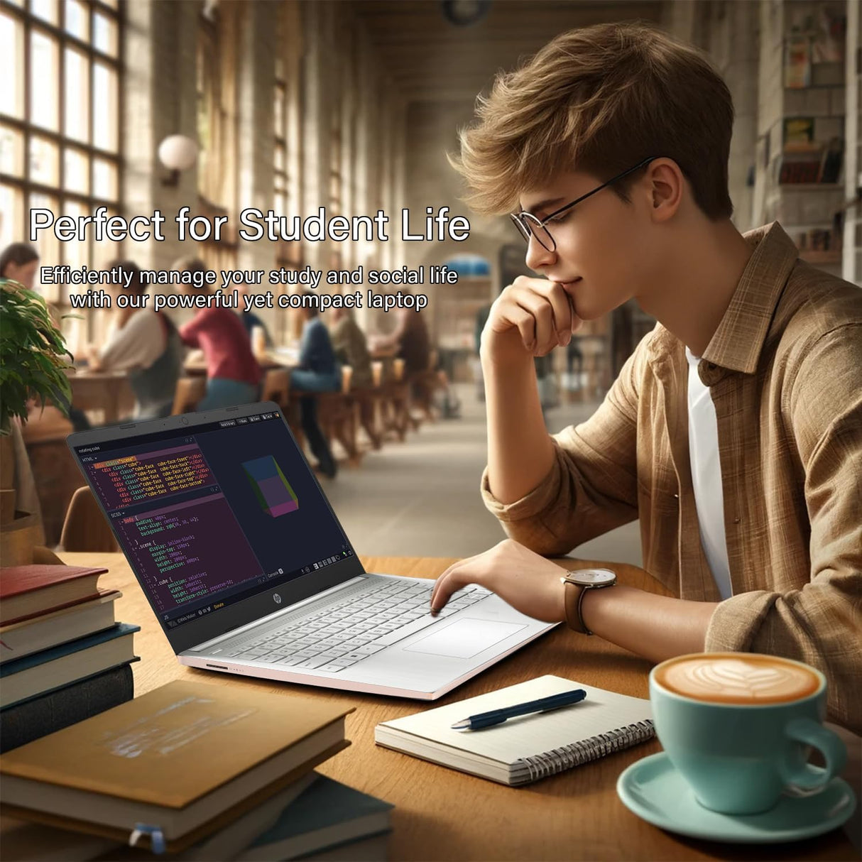 Laptop HP 14 HD, Procesador Intel Quad-Core, 8GB RAM, 576GB