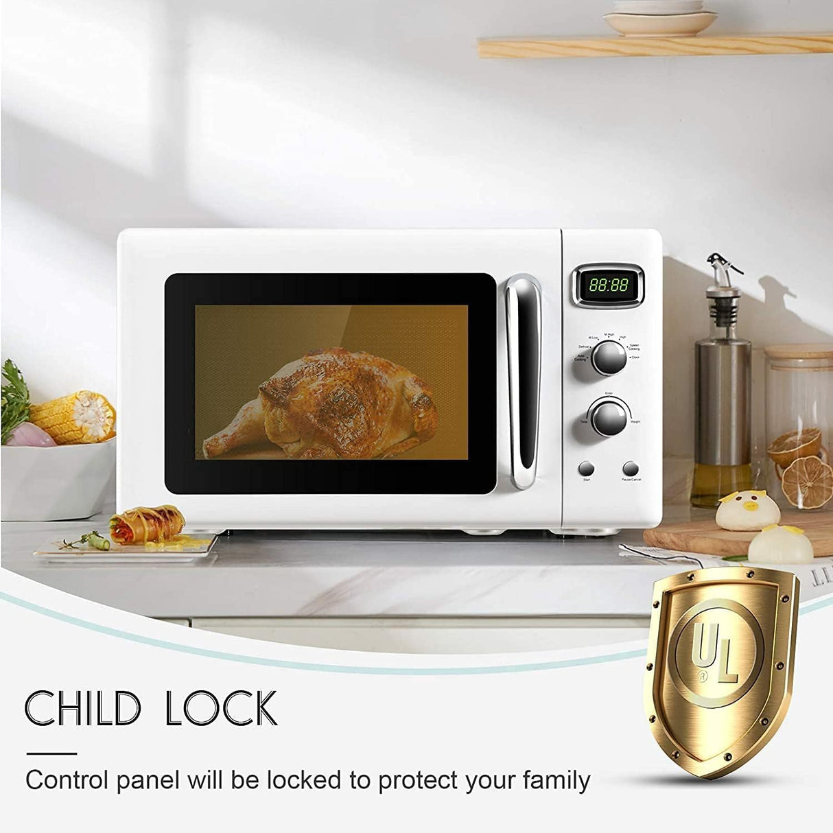 Horno microondas GOFLAME 0.9Cu.ft 900W con función de cocción