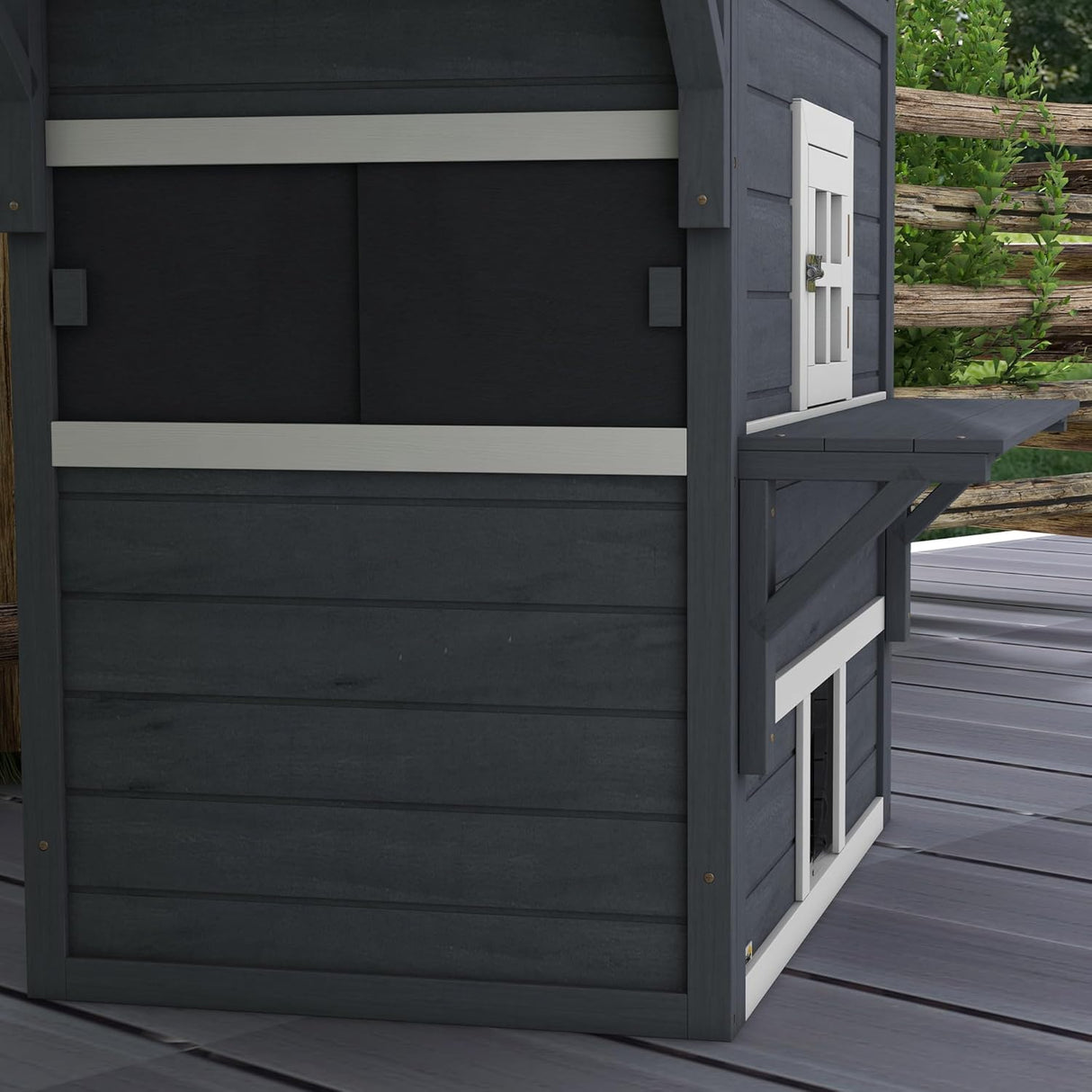 Casa para Gatos 3 Niveles PawHut, Refugio Exterior con Techo