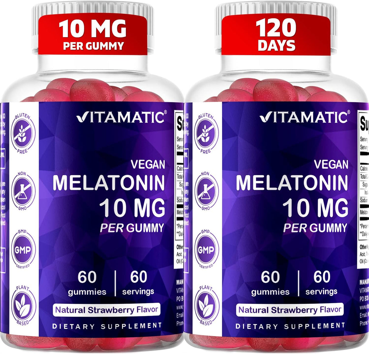 Paquete de 2 gomitas de dormir Vitamatic de 10 mg