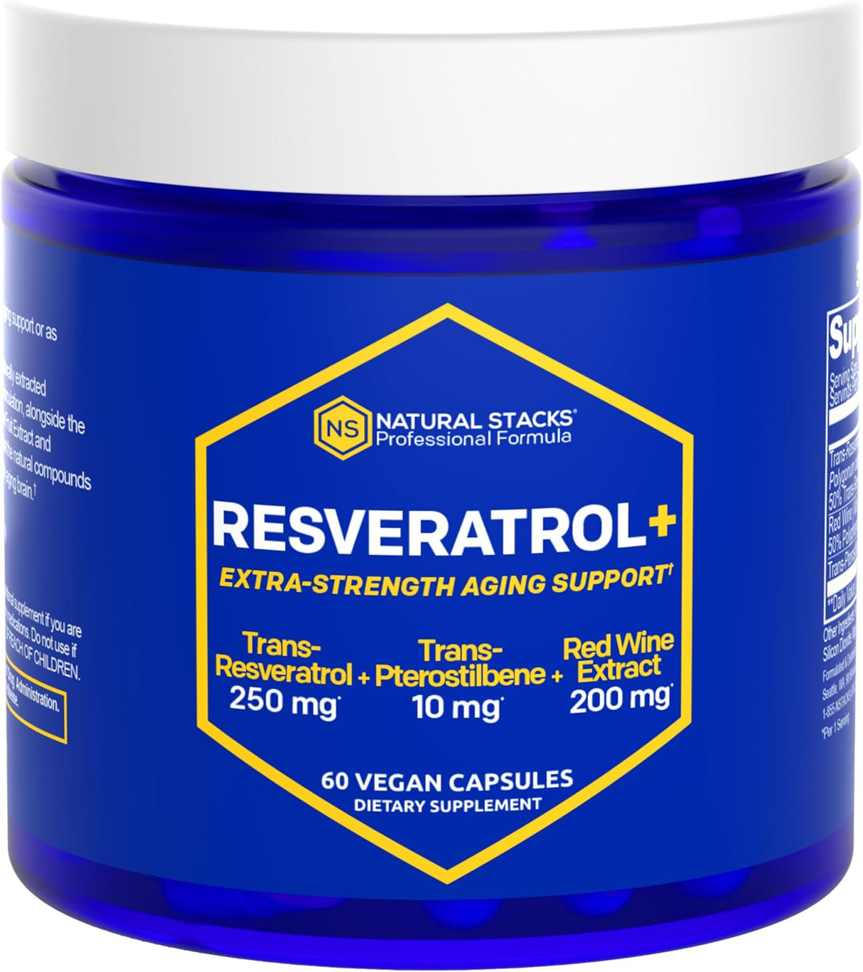 Suplemento NATURAL STACKS antioxidante de resveratrol  60 un