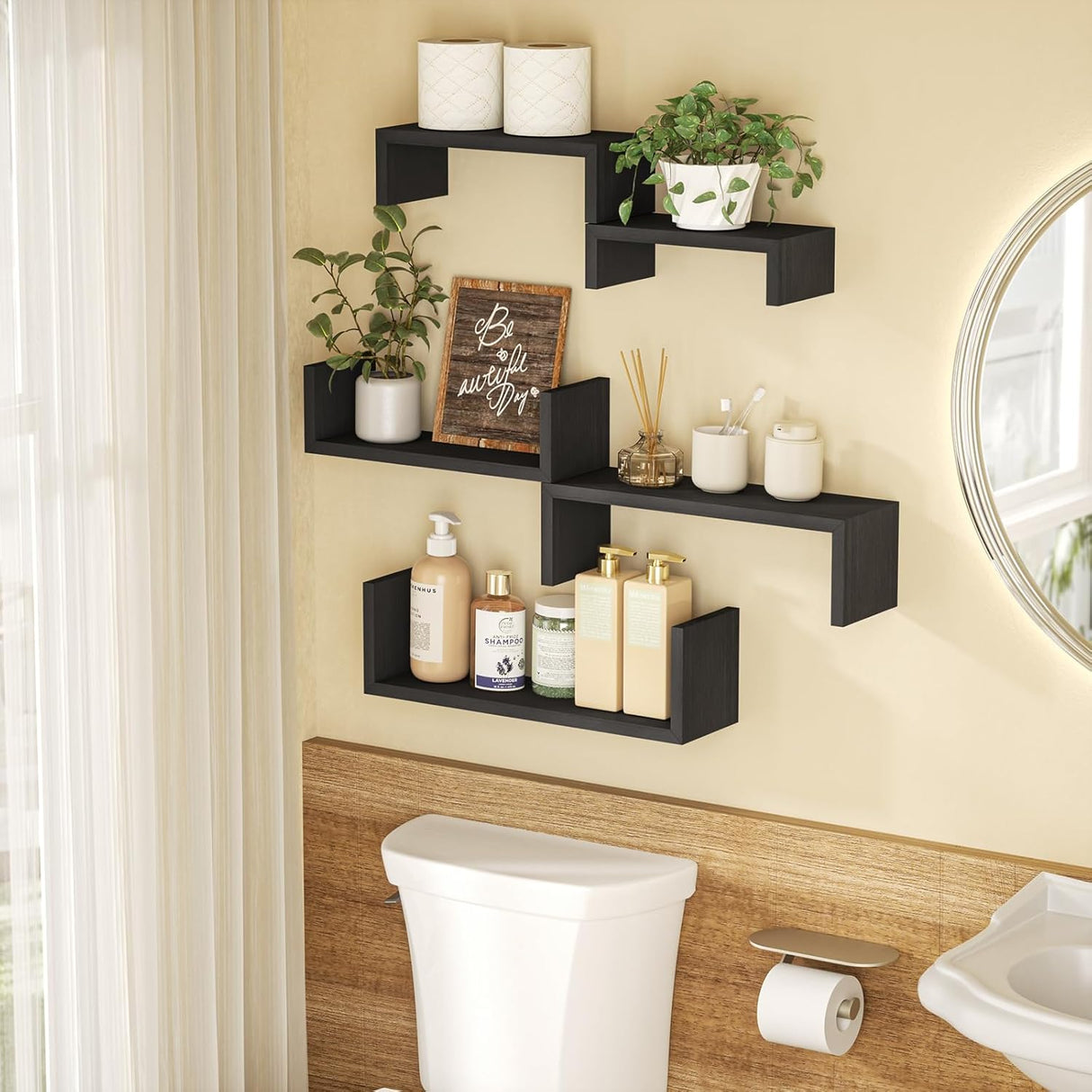 Estantes Flotantes SRIWATANA para Pared, Set de 5, Madera