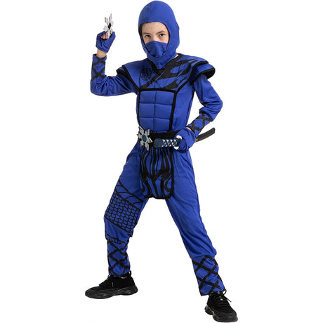 Disfraz de ninja azul de escamas de dragón talla S  5-7 años