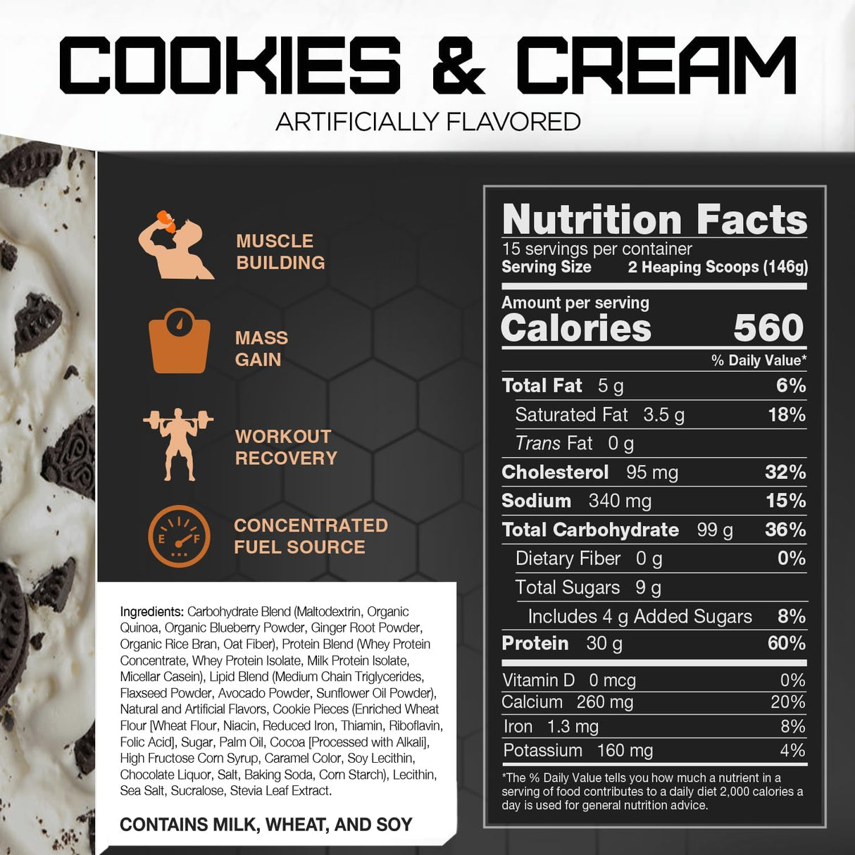 RIVAL NUTRITION Suplemento Gainer Cookies&Crema Clean Gainer