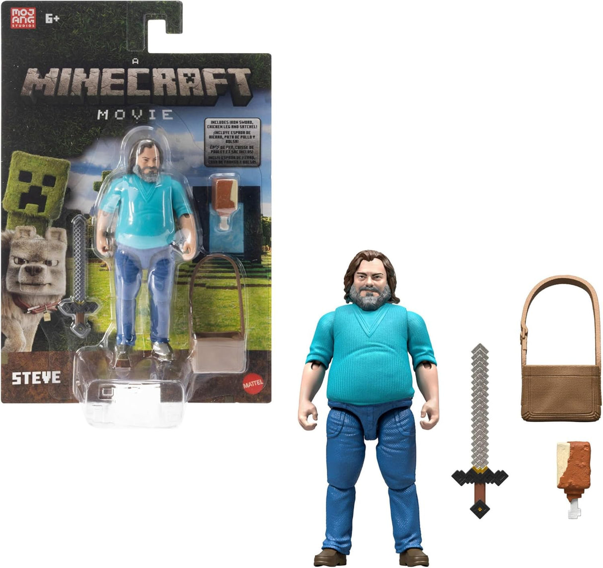 Figurina Mattel Minecraft Steve Posable con Accesorios Set Ref 12345