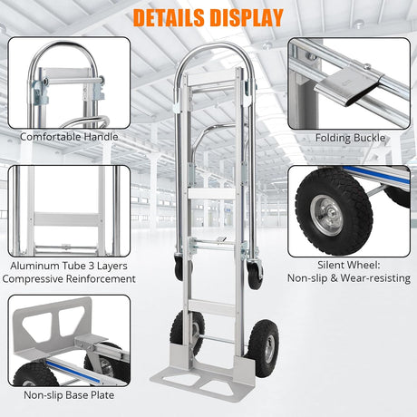 Carretilla Plegable de Aluminio, Carga 770lbs, Modelo 2-en-1