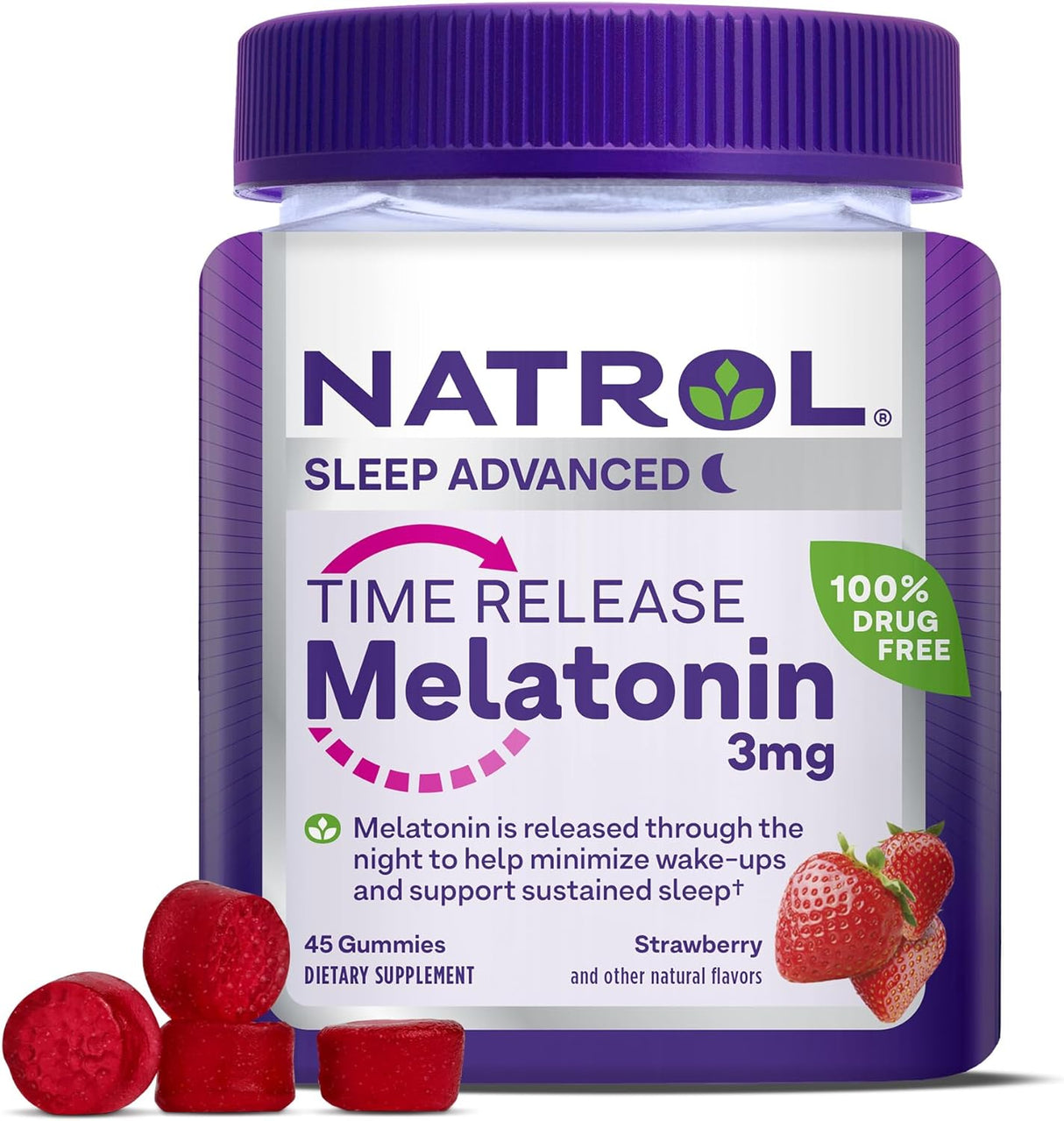 Natrol Time Release para un sueño reparador 3 mg 45 gomitas