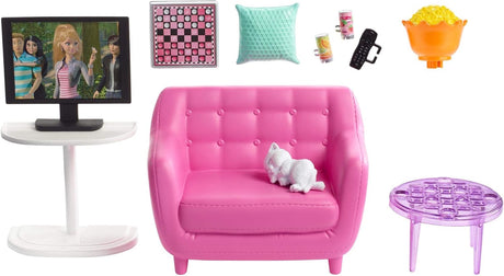 Conjunto de Muebles de Interior Barbie, Salón, Kitten, Accesorios