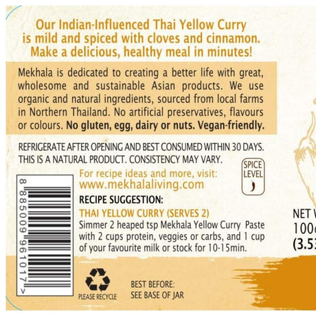 Pasta de curry amarilla tailandesa orgánica sin gluten