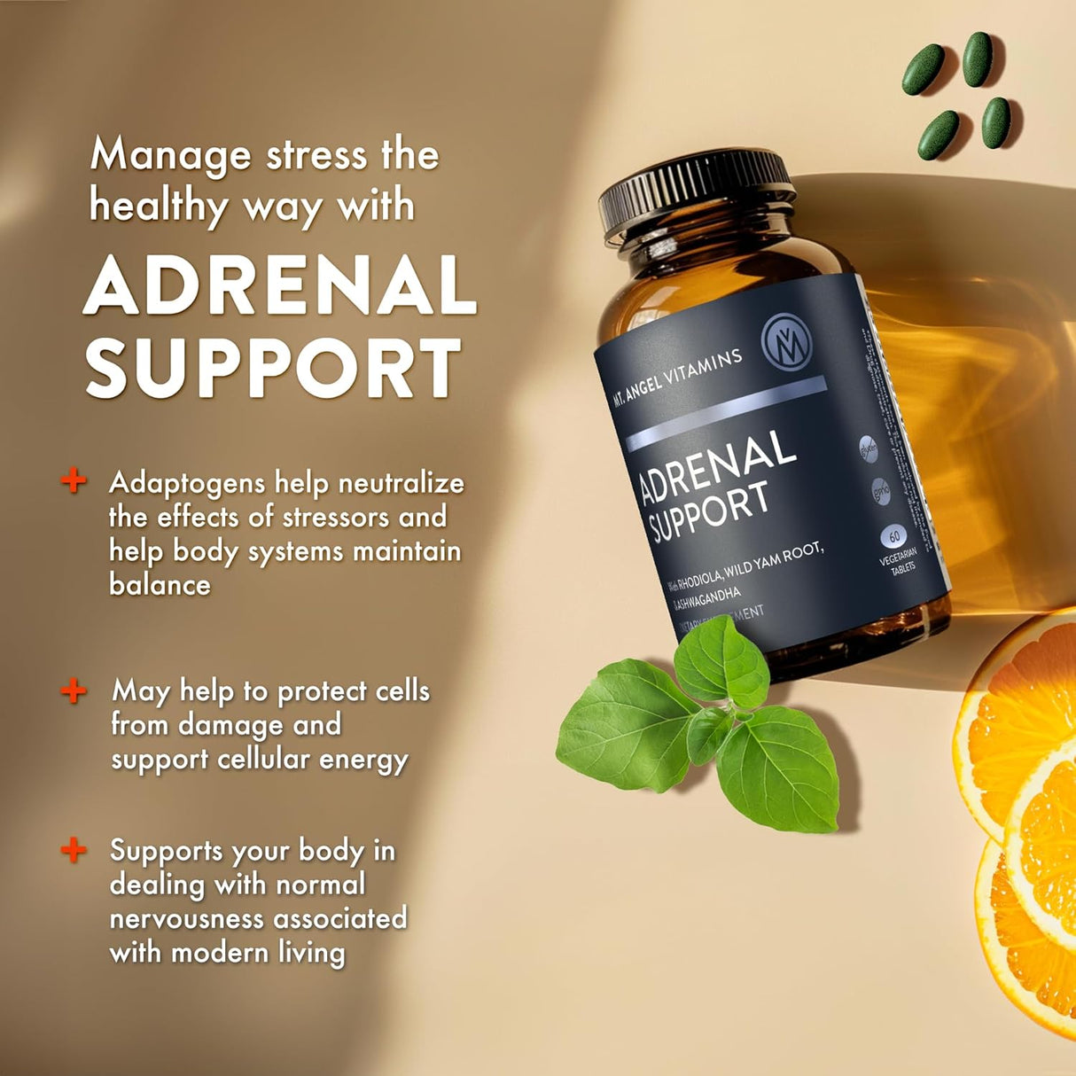 Suplemento Adrenal - Mt. Angel - Ashwagandha - 60 Cápsulas