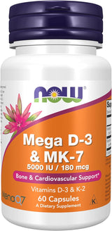 Suplementos Mega D-3 & MK-7, NOW Foods, 60 Veg Caps