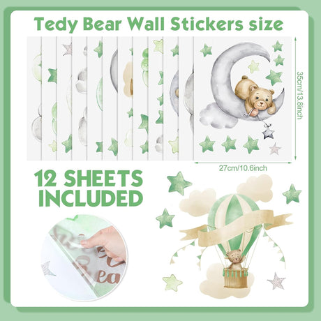 Pegatinas de Pared Yinder 12 Hojas Ositos y Vaca Highland