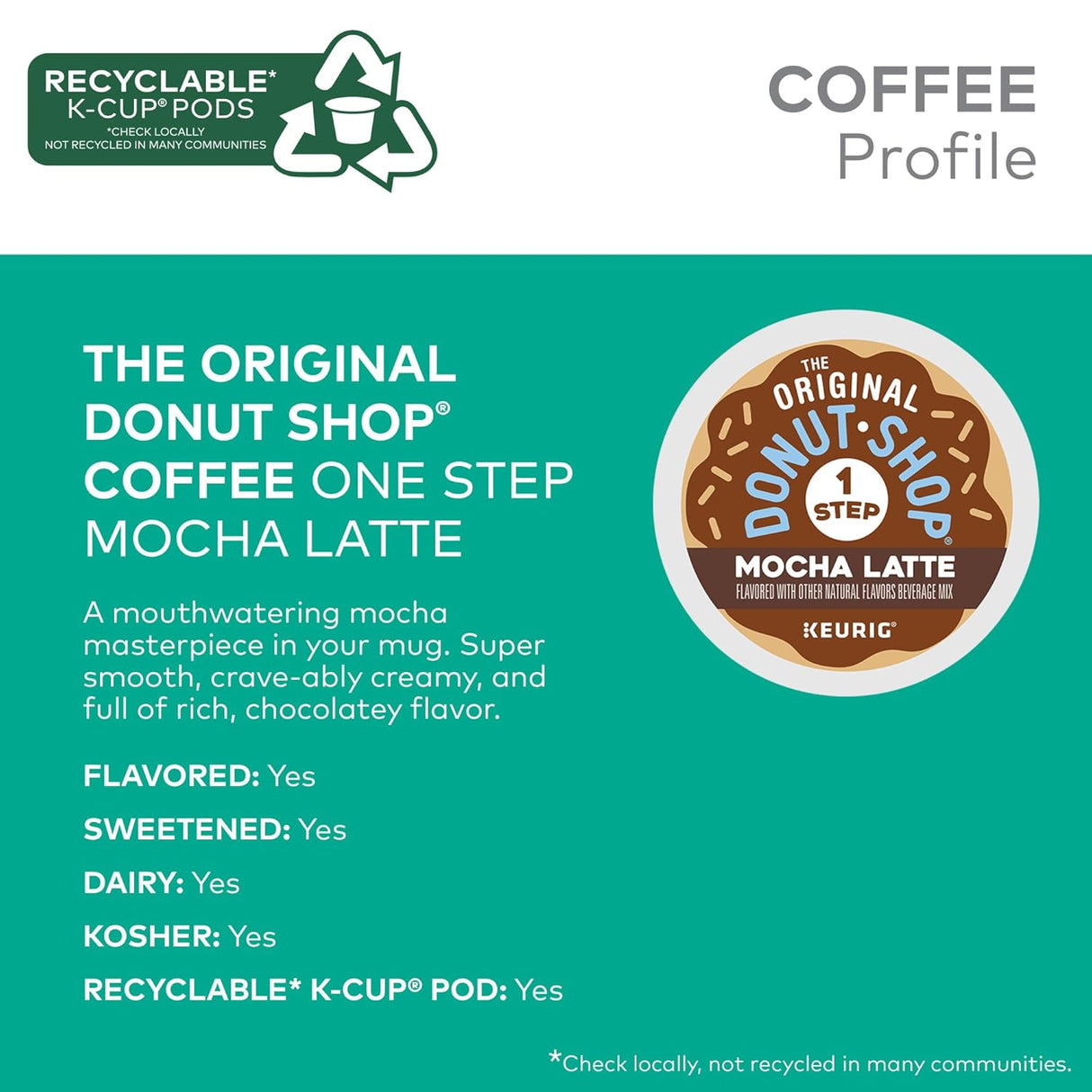 Café Mocha en K-Cup, The Original Donut Shop, 20 cápsulas