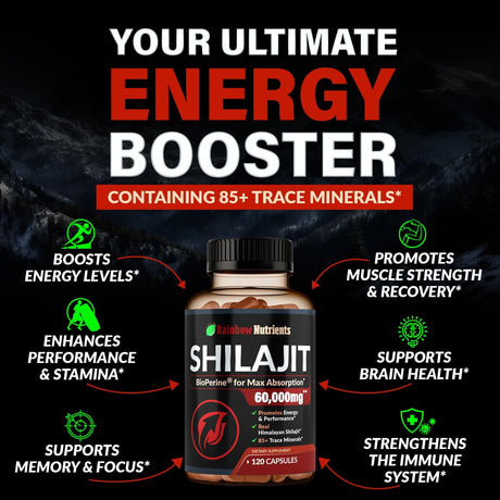 Suplemento puro de cápsulas de Shilajit del Himalaya