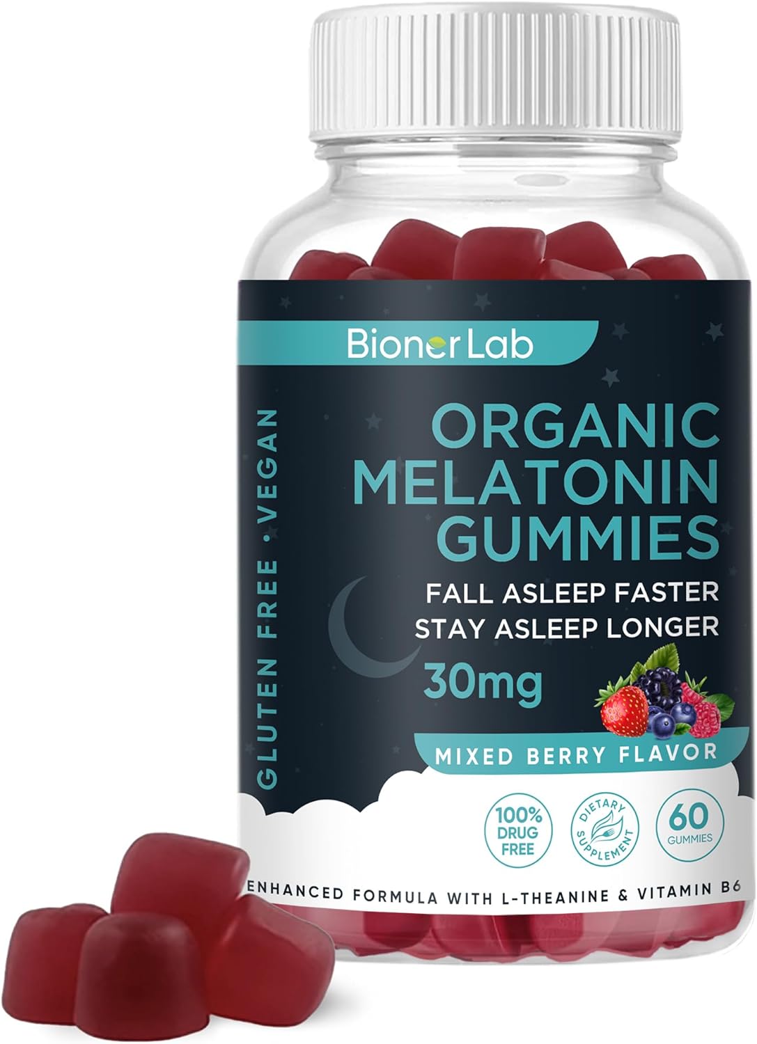 Gomitas orgánicas con L-teanina  de 30 mg  para adultos