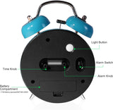 Reloj despertador de campanas para dormilones, silencioso 4