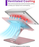 Brocoon - Soporte ajustable para laptop MacBook para escritorio, soporte ergonómico de aluminio para computadora con ventilación térmica, elevador para portátil compatible con portátiles de 10 a 17 pulgadas, oro rosa (rosa)