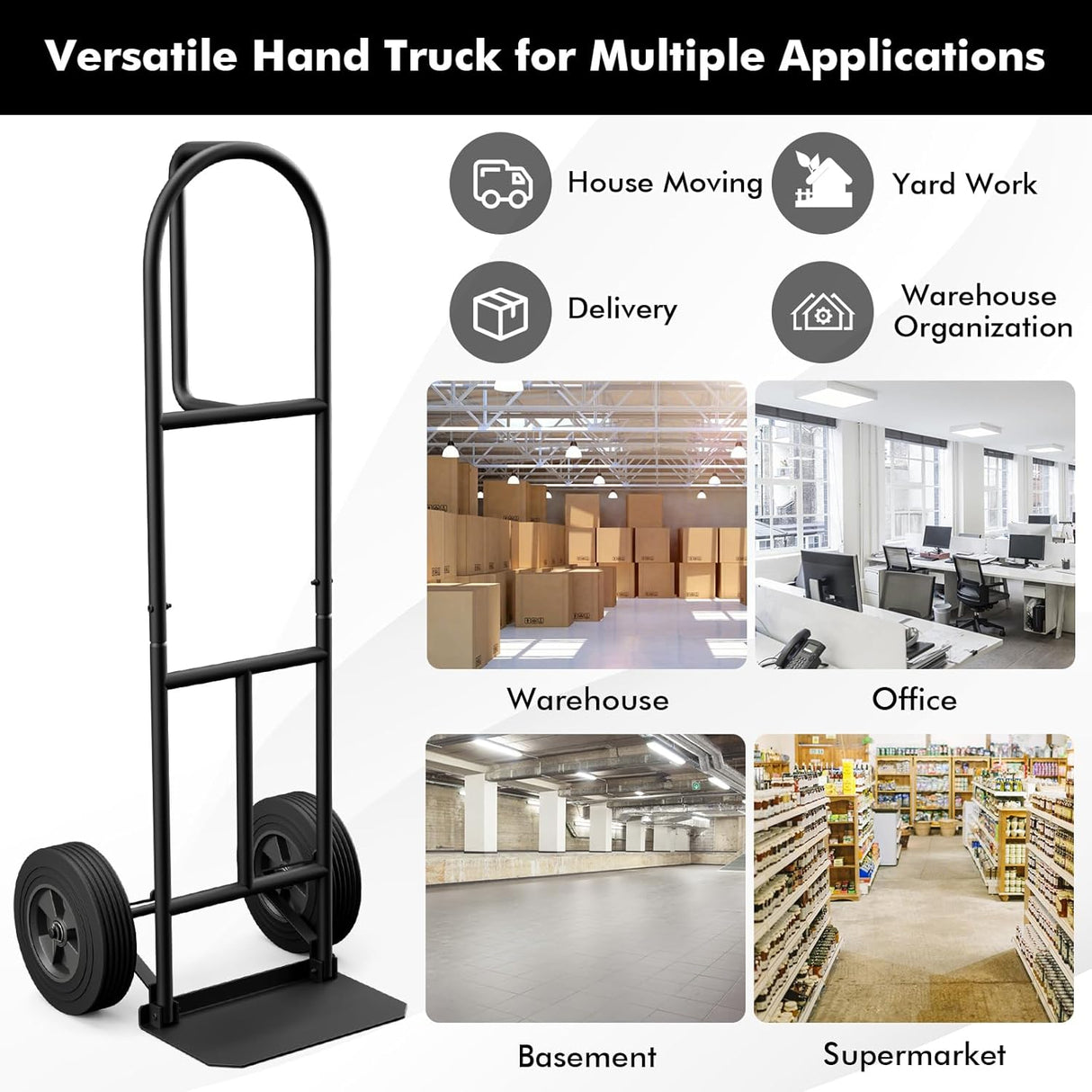 Carretilla Goplus, capacidad 660 lbs, ruedas de 10, P-Handle