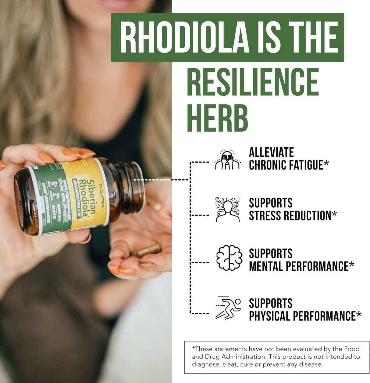 Suplemento Rhodiola siberiana  rosa de máxima fuerza  60 un