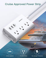 Regleta de alimentación con USB, cable de extensión de enchufe