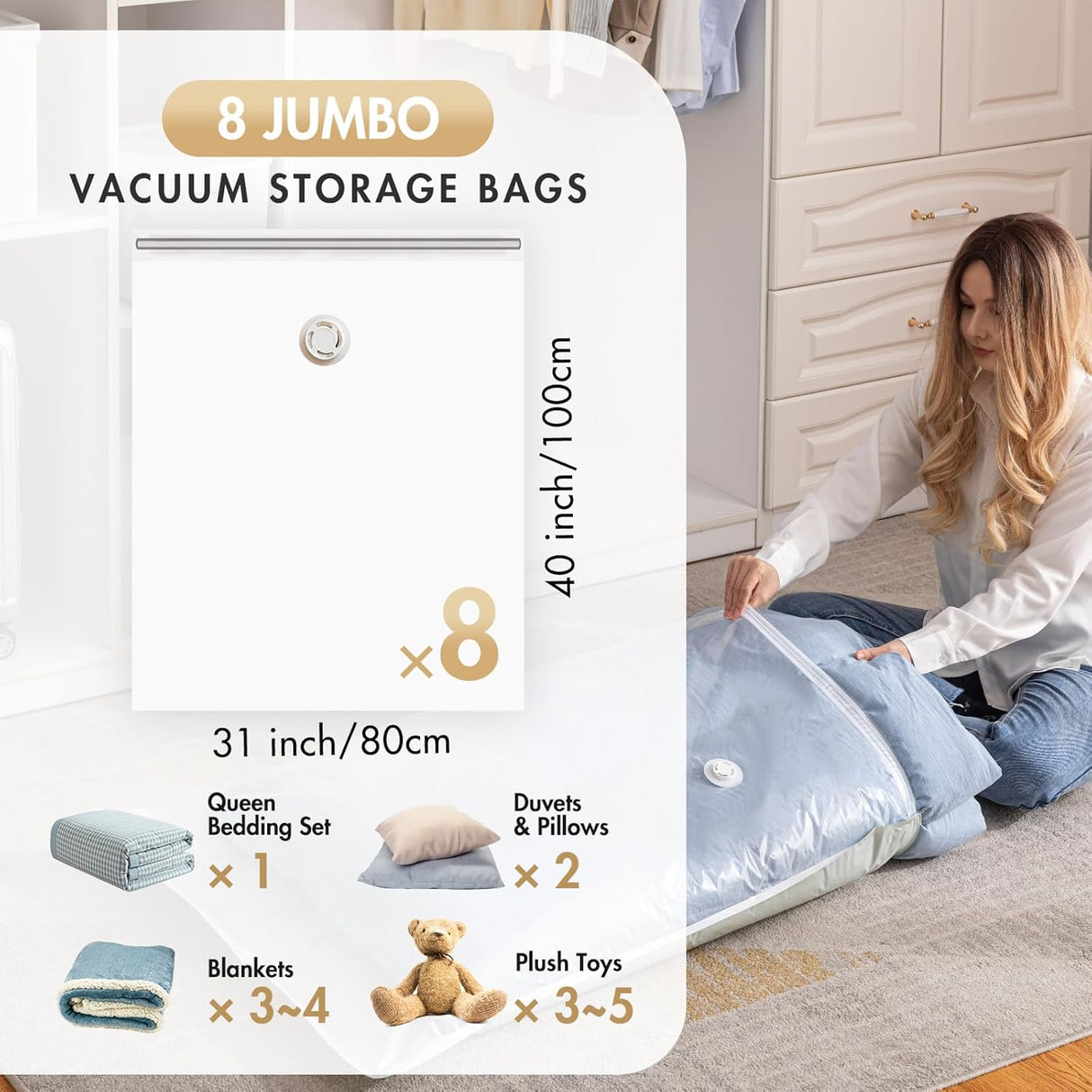Bolsas de almacenamiento al vacío para ropa de cama y edredones